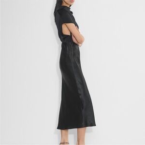 Aritzia Black satin Midi Skirt